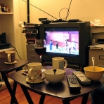 Watching a DVD, "The Station Agent."