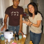 Jaedon and Lisa cleaning out the cupboards. "Do you want these?"